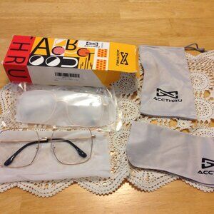 Two pairs Blue Light Filtering Glasses, with cleaning cloth, carry bag
